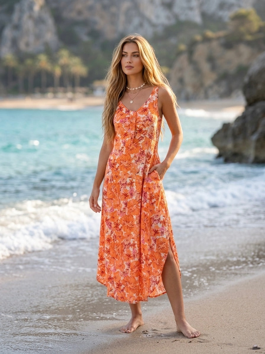 Vestido playero con estampado floral