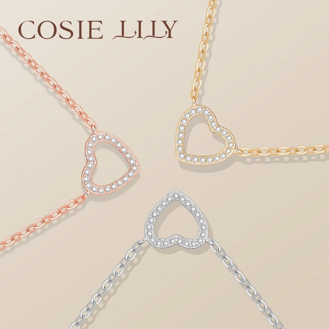Collar Lumina Heart Plata de Ley en Oro Rosa